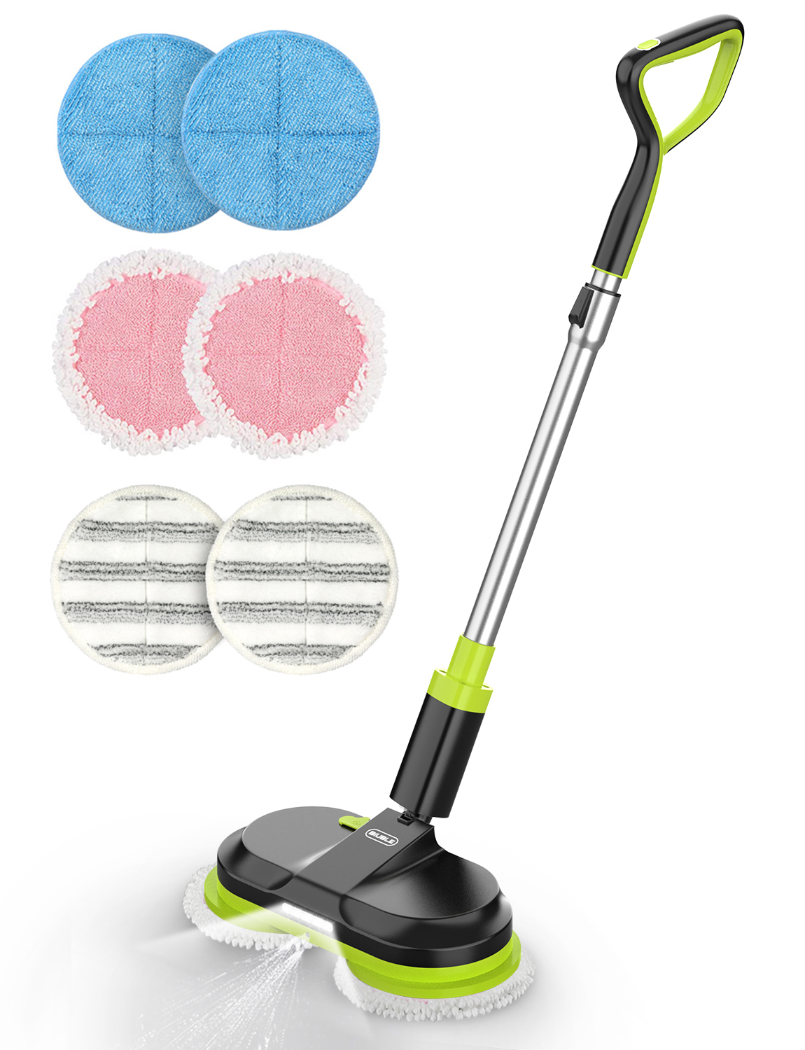  BIUBLE Cordless Electric Mop, Dual Spin Mops for Floor Cleaning,  LED Headlight / Stand-Free / Water Sprayer, Rechargeable Scrubber Cleaner  Mops with 300ML Water Tank for Multi Floors, Self-Propelled : Health